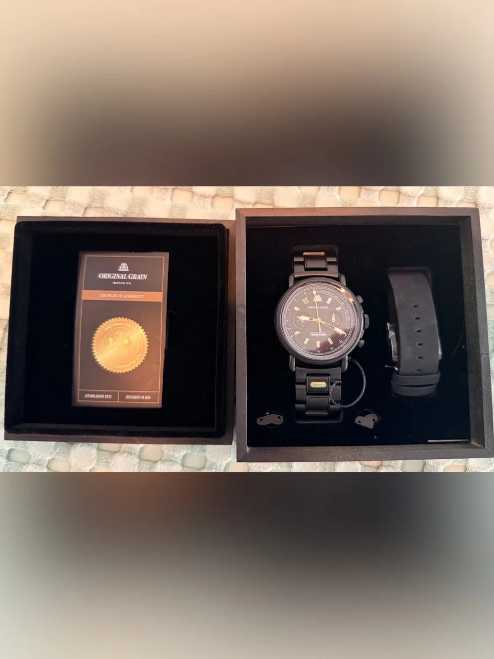 Original Grain Black Men's 11th anniversary Chronograph Watch with Black Strap